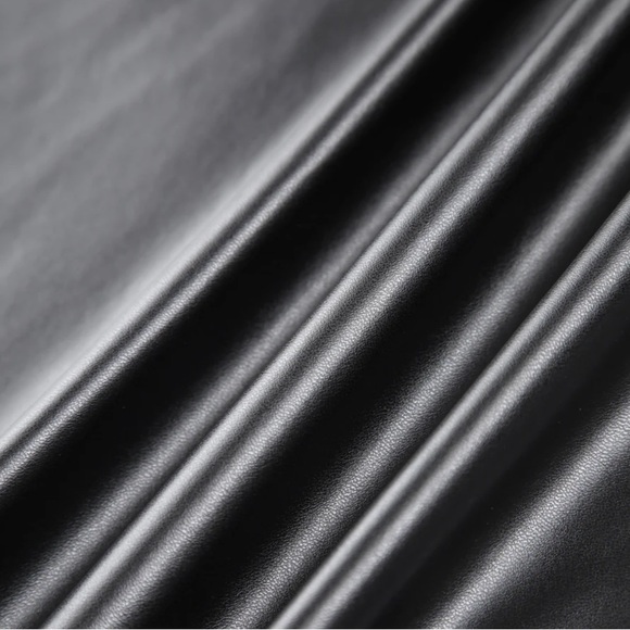 COMMONSENSE Faux Leather Ruched Slit Midi Skirt - Picture 6 of 6